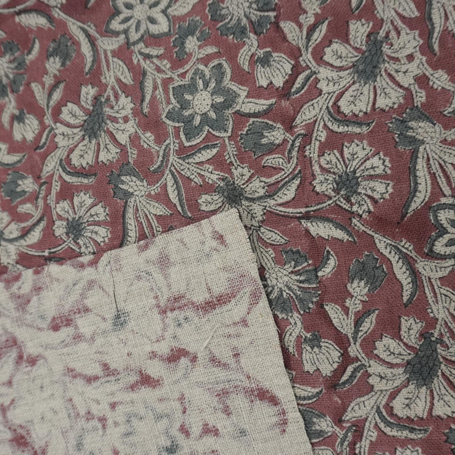 Linen Block Print Fabric 58 Inch Width Heavy Weight Linen Natural Base Color Handmade Creative Design To Make Curtains and Drapes Upholstery Pillow Covers Tablecloths and Runners Napkins by Fabritual