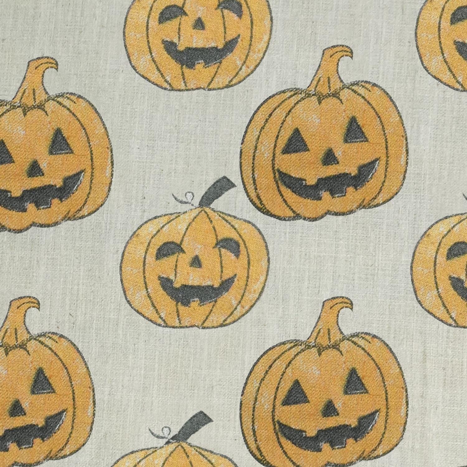 LINEN BLEND YELLOW HOME DECOR FABRIC NATURAL HANDMADE ART - YELLOW PUMPKIN