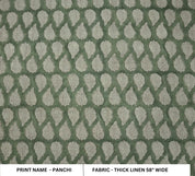 Linen Block Print Fabric 58 Inch Width Heavy Weight Linen Natural Base Color Curtains and Drapes Upholstery Handmade Art Pillow Covers Tablecloths and Runners Bedding Tote Bag Lampshades Napkins by Fabritual