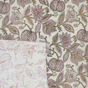 Handmade Indian Block Printed  Pink Floral Linen Blend Fabric – Custard Apple