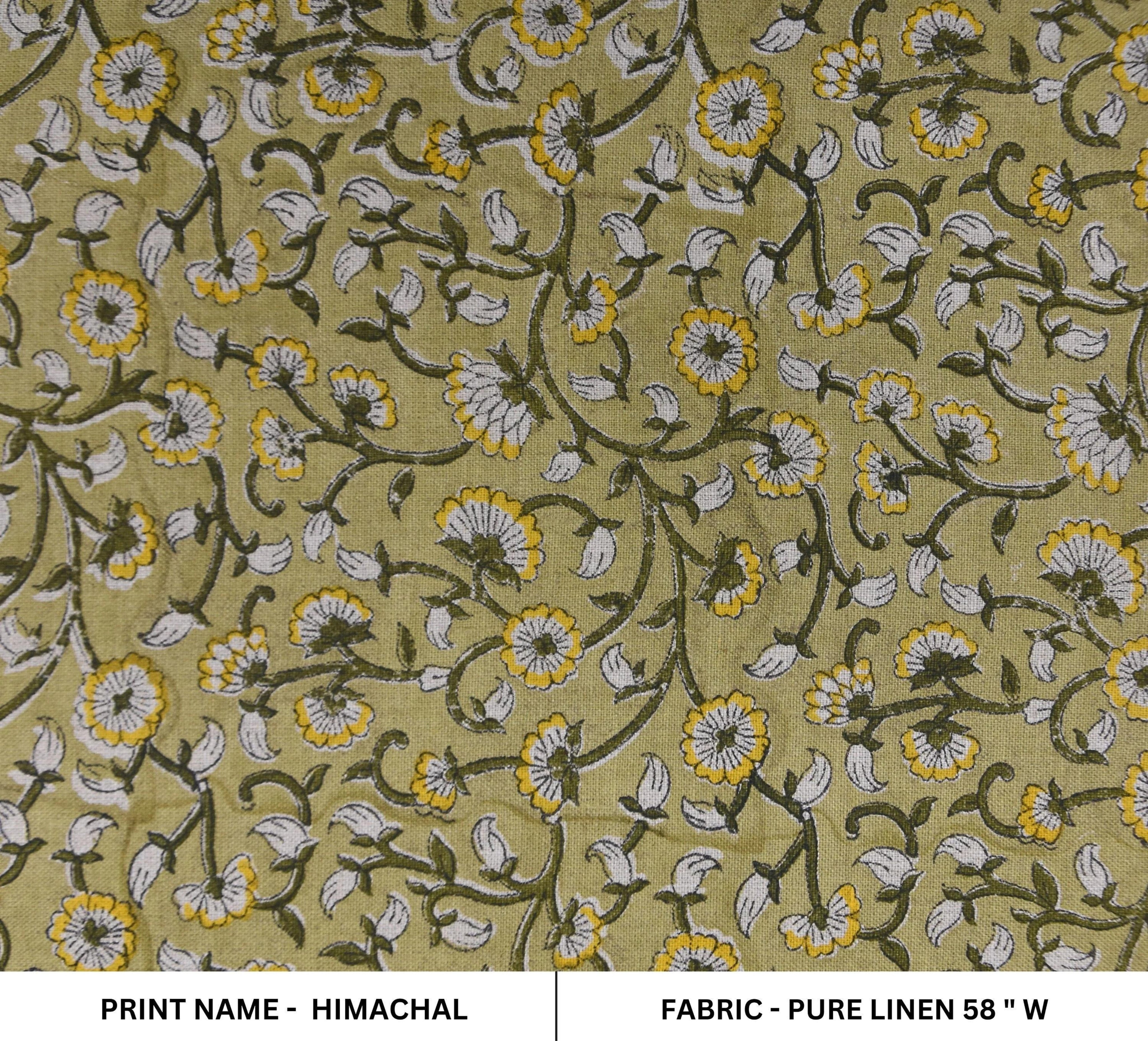Cushion cover fabric, window curtains pure linen 58" wide, Indian fabric, linen couch cover, linen pillows and table cloth - HIMACHAL