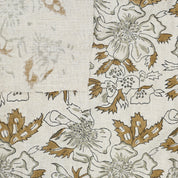 Artisanal Brown Floral Pure Linen Fabric Comfortable Block Printed - Papaya Leaf Design