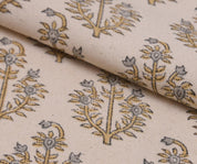 Block Print Fabric 50 Inch Width Medium Weight Duck Canvas Beige Base Color Decorative Handmade Blockprint Curtains and Drapes Pillow Covers Tablecloths and Runners Bedding Tote Bag Lampshades Napkins