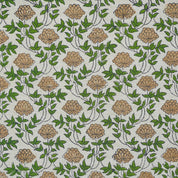 Handcrafted Fabric Khubsurat Boho Flower Print on Green Linen Blend