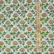 Handcrafted Fabric Khubsurat Boho Flower Print on Green Linen Blend