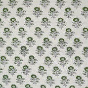 Handmade Floral Green Linen Blend Fabric Traditional - Bagru Buti Print