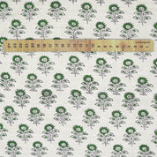 Handmade Floral Green Linen Blend Fabric Traditional - Bagru Buti Print