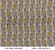 Linen block print pure linen 58" wide, fabric cushions and pillowcase, Indian block fabric, upholstery linen - KERSANGRI
