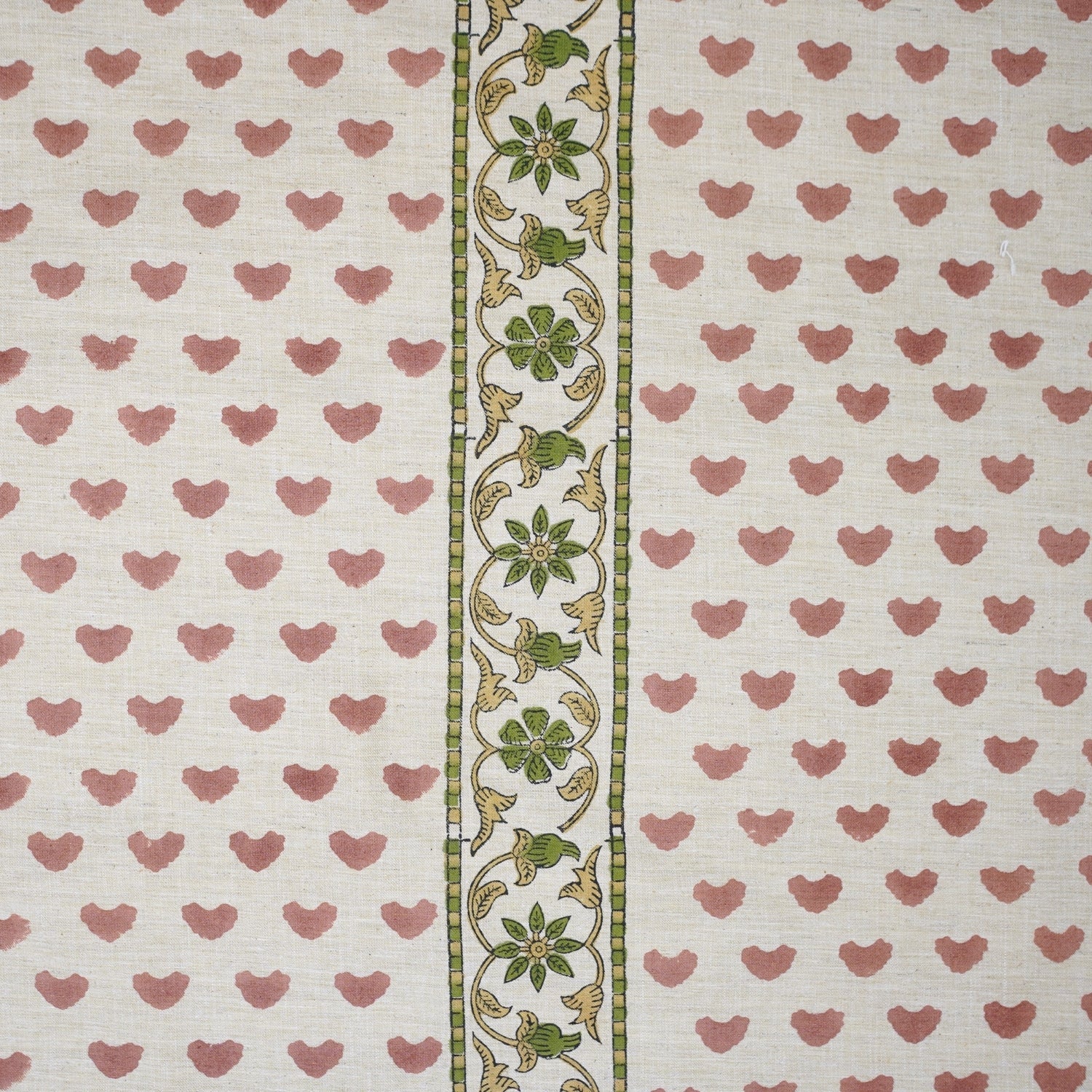 Handmade Eco-Friendly Boho Pink Floral Fabric Priya Design on Breathable Linen Blend