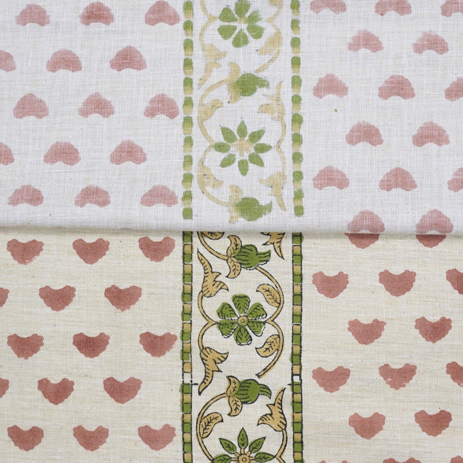 Handmade Eco-Friendly Boho Pink Floral Fabric Priya Design on Breathable Linen Blend