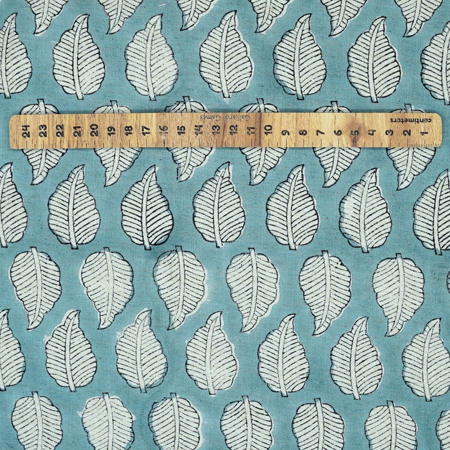 Indian Handblock Blue Floral Fabric Panchi Design on Soft Linen Blend