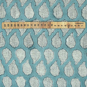 Indian Handblock Blue Floral Fabric Panchi Design on Soft Linen Blend