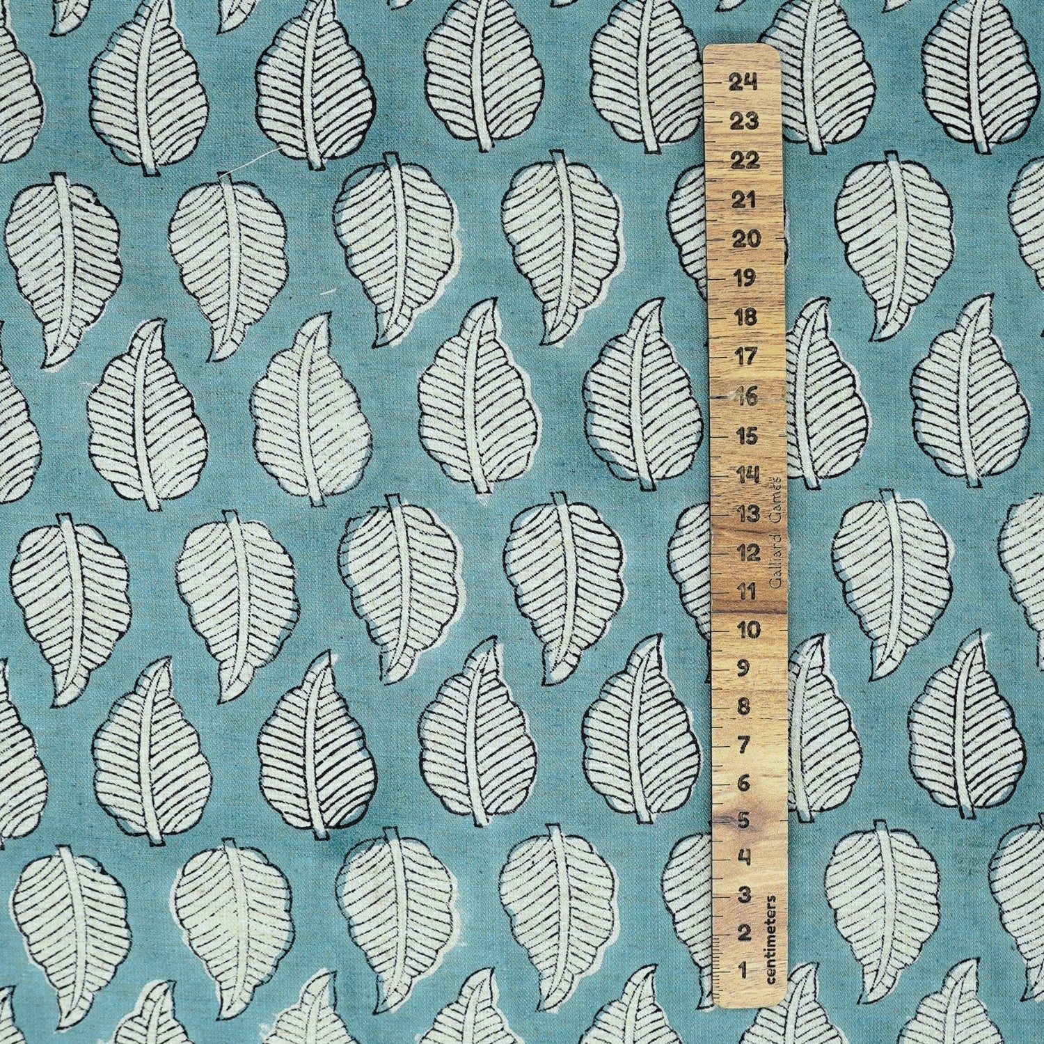 Indian Handblock Blue Floral Fabric Panchi Design on Soft Linen Blend