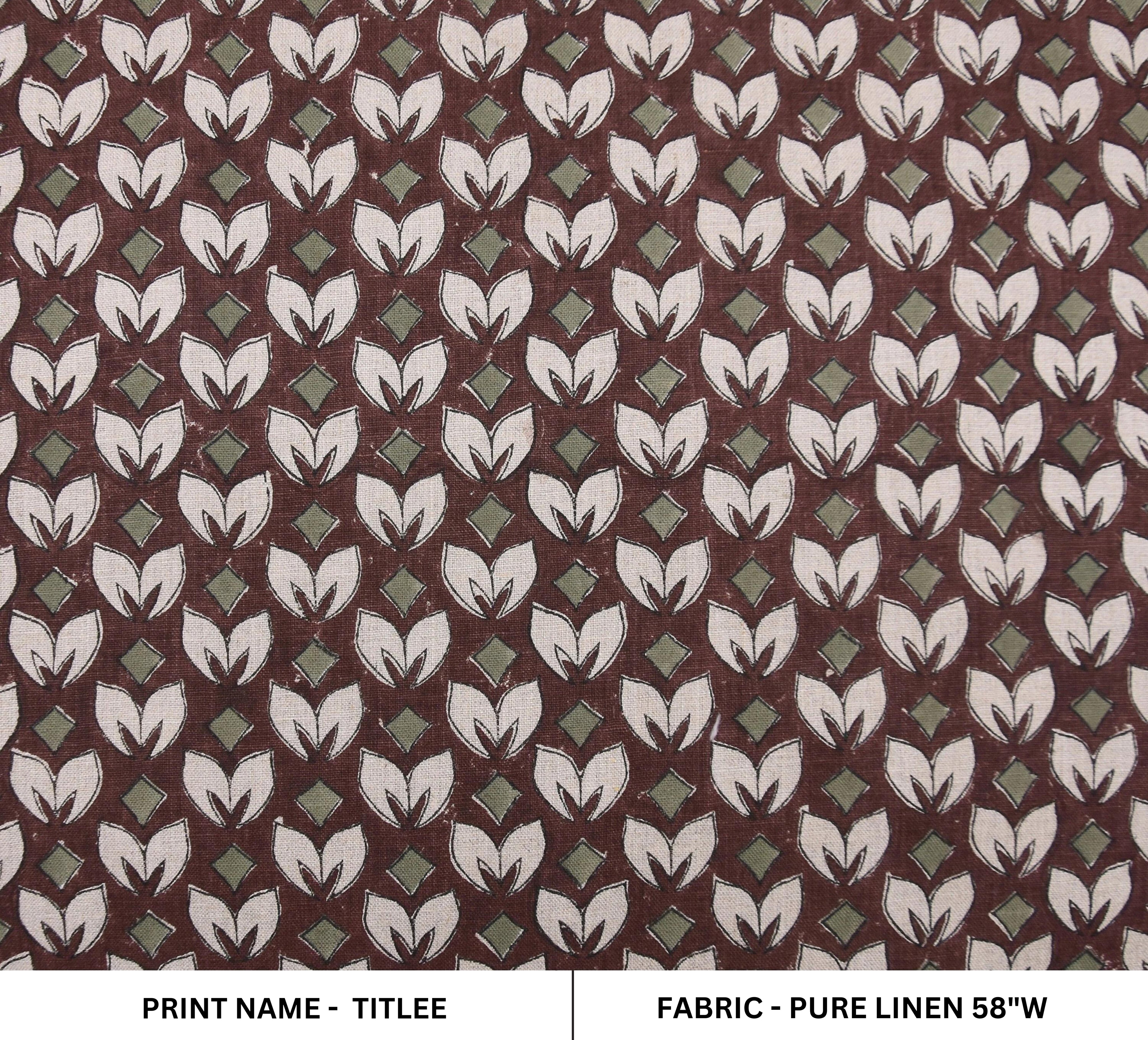 Linen block print pure linen 58" wide, fabric pillows and cushions, printed curtains, Indian fabric - TITLEE