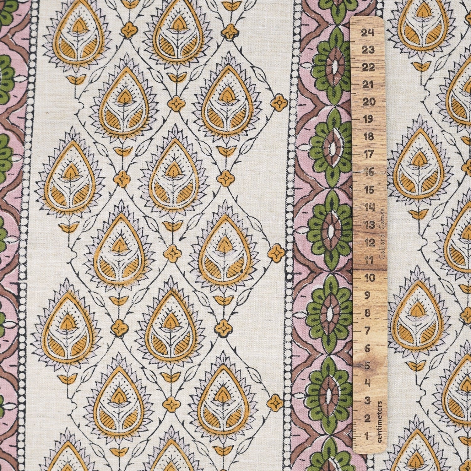 Handcrafted Yellow Floral Fabric Light Weight Linen Blend Elegance - Paan Patti