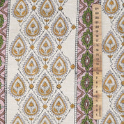 Handcrafted Yellow Floral Fabric Light Weight Linen Blend Elegance - Paan Patti