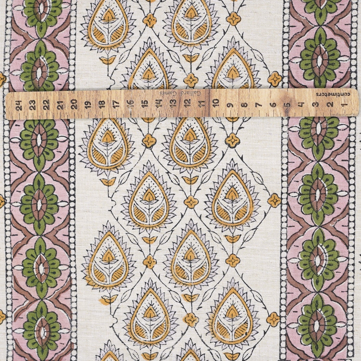 Handcrafted Yellow Floral Fabric Light Weight Linen Blend Elegance - Paan Patti