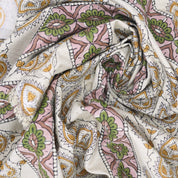 Handcrafted Yellow Floral Fabric Light Weight Linen Blend Elegance - Paan Patti