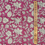 Handblock Printed Pink Floral Linen Blend Fabric Boho Style Artisanal Home Decor– Manikarnika