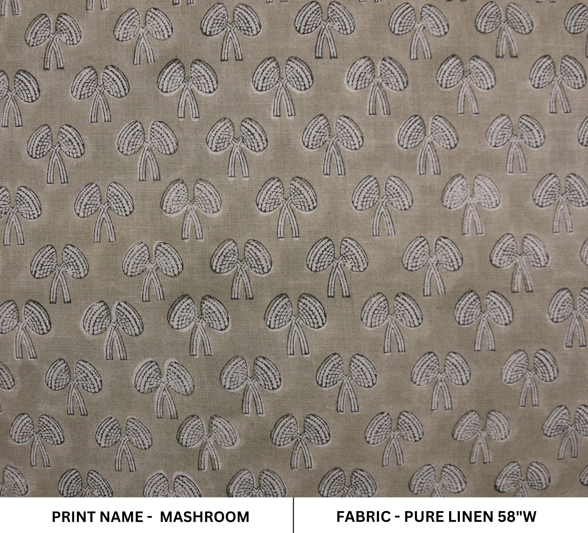 Fabric for window curtains, pure linen 58" wide, premium fabric for pillow cover, cushion cover, table napkins - MASHROOM