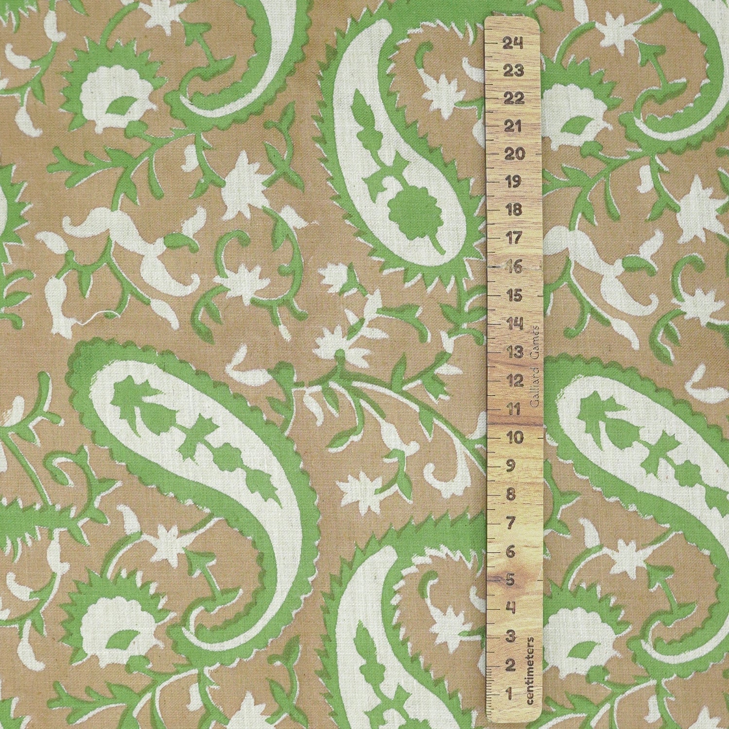 Handcrafted Green Floral Block Printed Fabric Linen Blend Beauty - Kiara