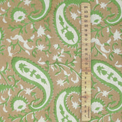 Handcrafted Green Floral Block Printed Fabric Linen Blend Beauty - Kiara