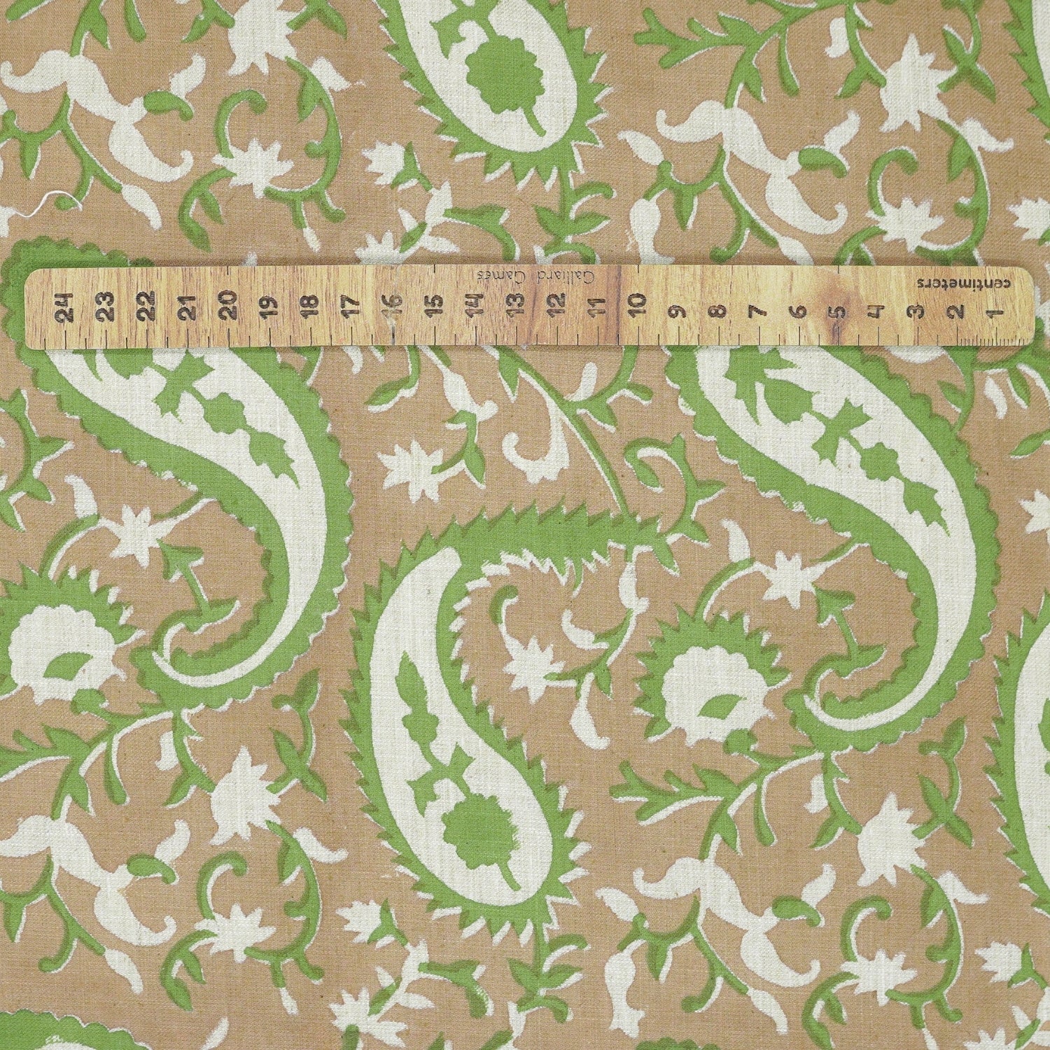 Handcrafted Green Floral Block Printed Fabric Linen Blend Beauty - Kiara