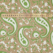 Handcrafted Green Floral Block Printed Fabric Linen Blend Beauty - Kiara