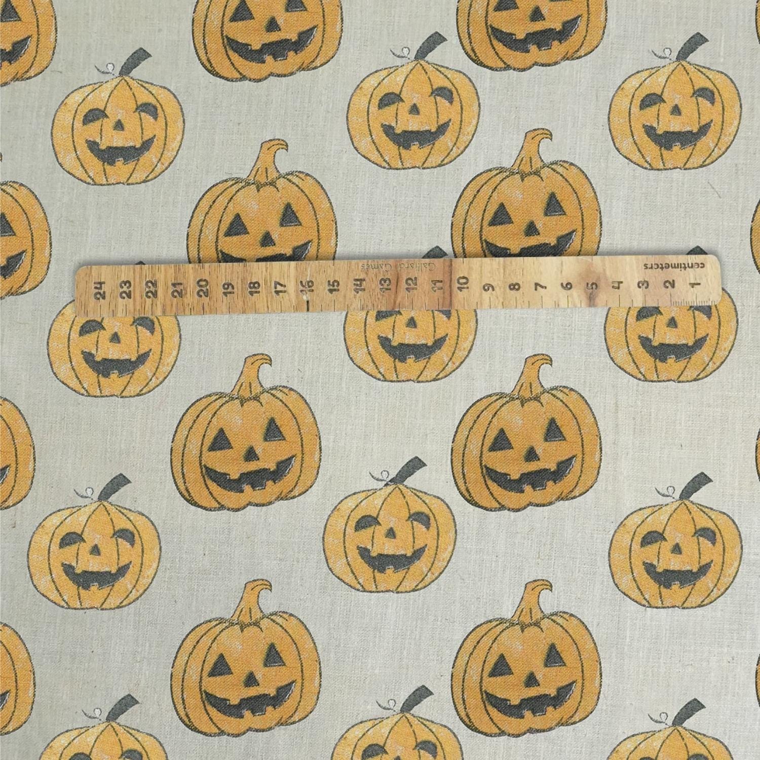 LINEN BLEND YELLOW HOME DECOR FABRIC NATURAL HANDMADE ART - YELLOW PUMPKIN