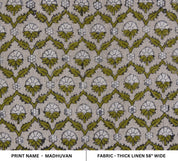 Linen Block Print Fabric 58 Inch Width Heavy Linen Natural Base Color Curtains and Drapes Upholstery Pillow Covers Tablecloths and Runners Bedding Tote Bag by Fabritual