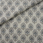 Natural Linen 58” with Traditional Block Print for Handmade Home Décor, Upholstery Fabric in Heavy Natural Linen 58” with Elegant Block Print.