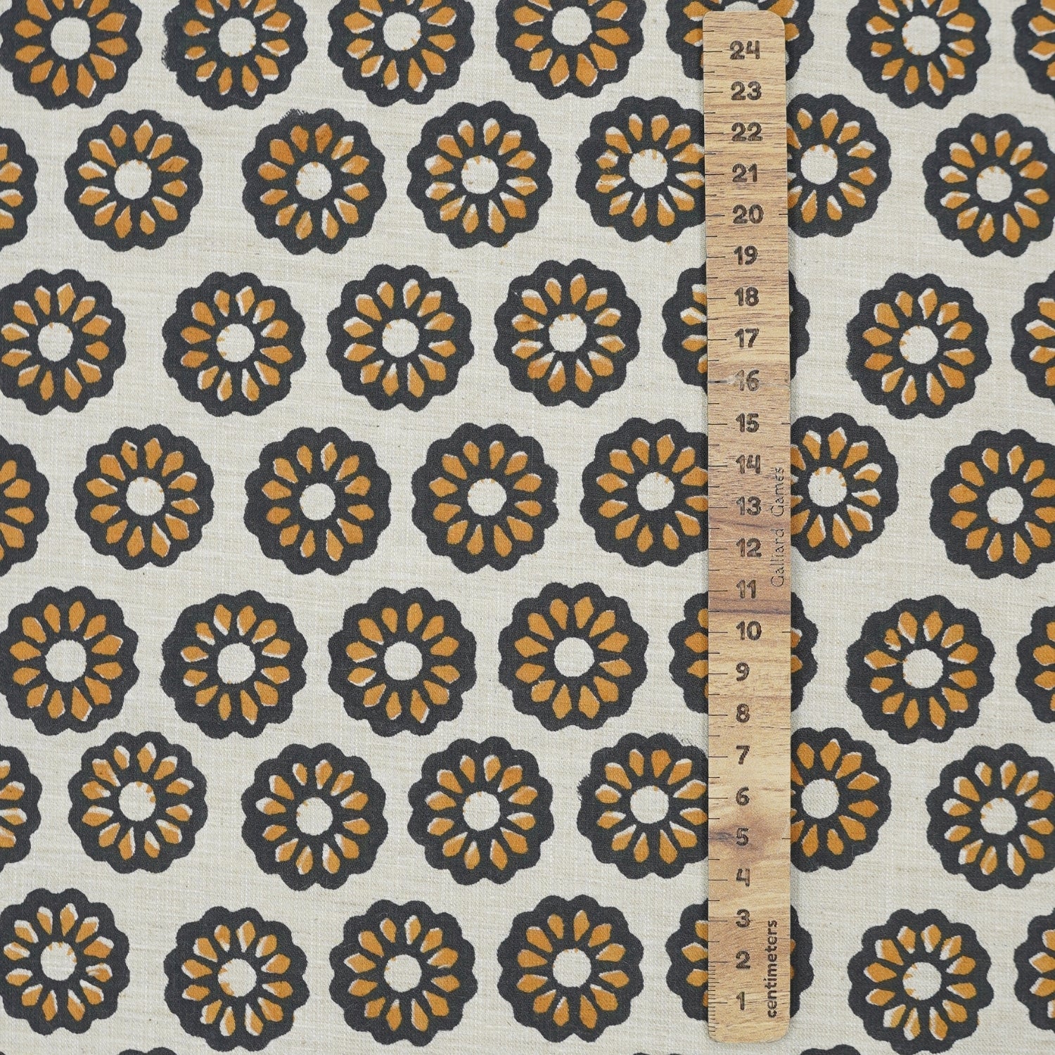 Handprinted India Made Black Floral Soft Touch Linen Blend Fabric - Bulbul