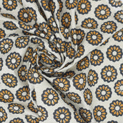 Handprinted India Made Black Floral Soft Touch Linen Blend Fabric - Bulbul