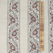 Artisanal Brown Linen Blend Fabric Boho Floral for Drapes - Bagh Buta Border