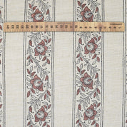 Artisanal Brown Linen Blend Fabric Boho Floral for Drapes - Bagh Buta Border