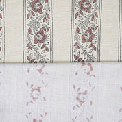 Artisanal Brown Linen Blend Fabric Boho Floral for Drapes - Bagh Buta Border