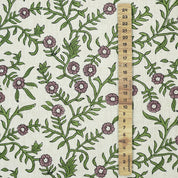 Indian Hand Block Printed Soft Fabric Green Floral on Linen Blend - Shehjan