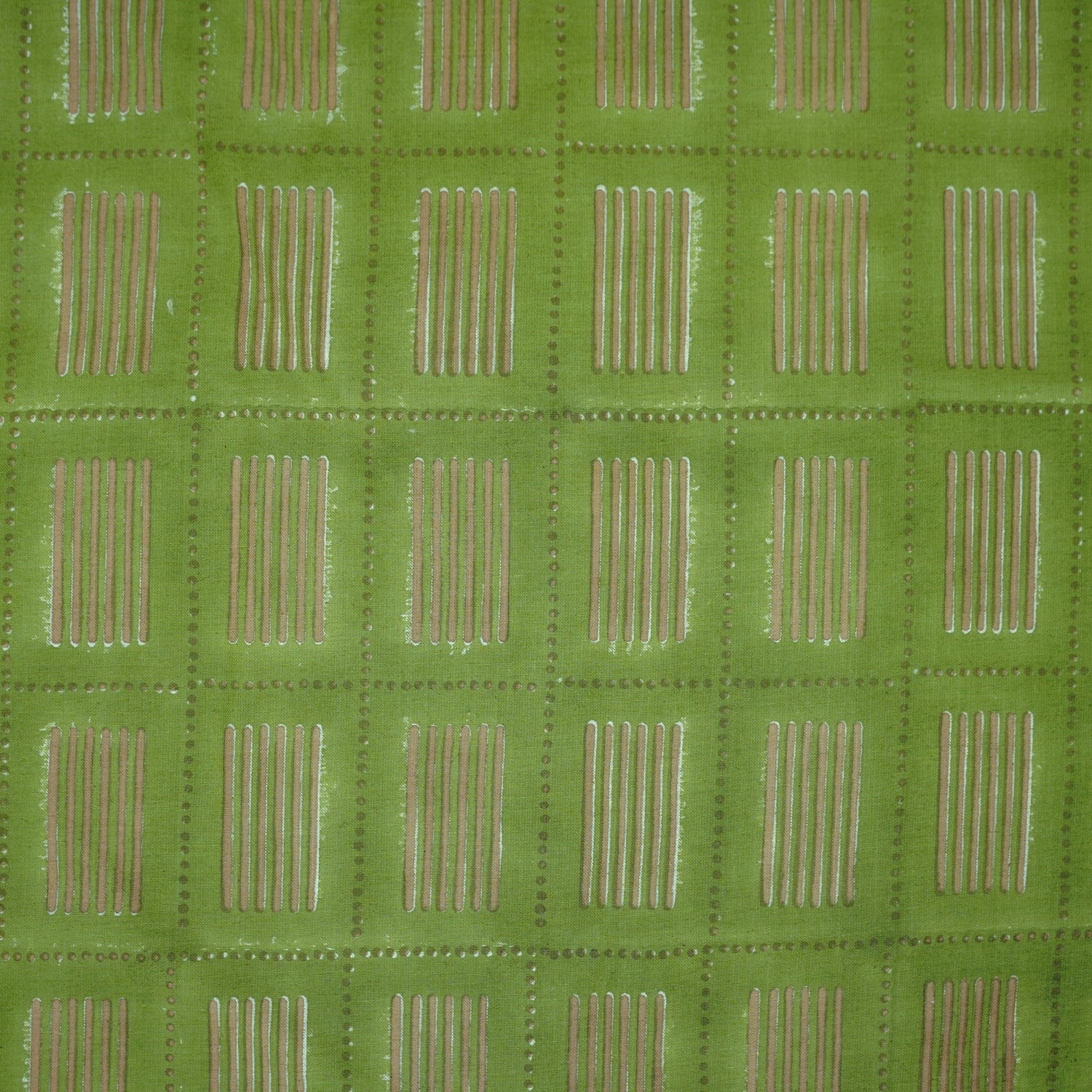 Traditional Boho Green Floral Linen Blend Fabric Lightweight Décor Textile - Yug Design