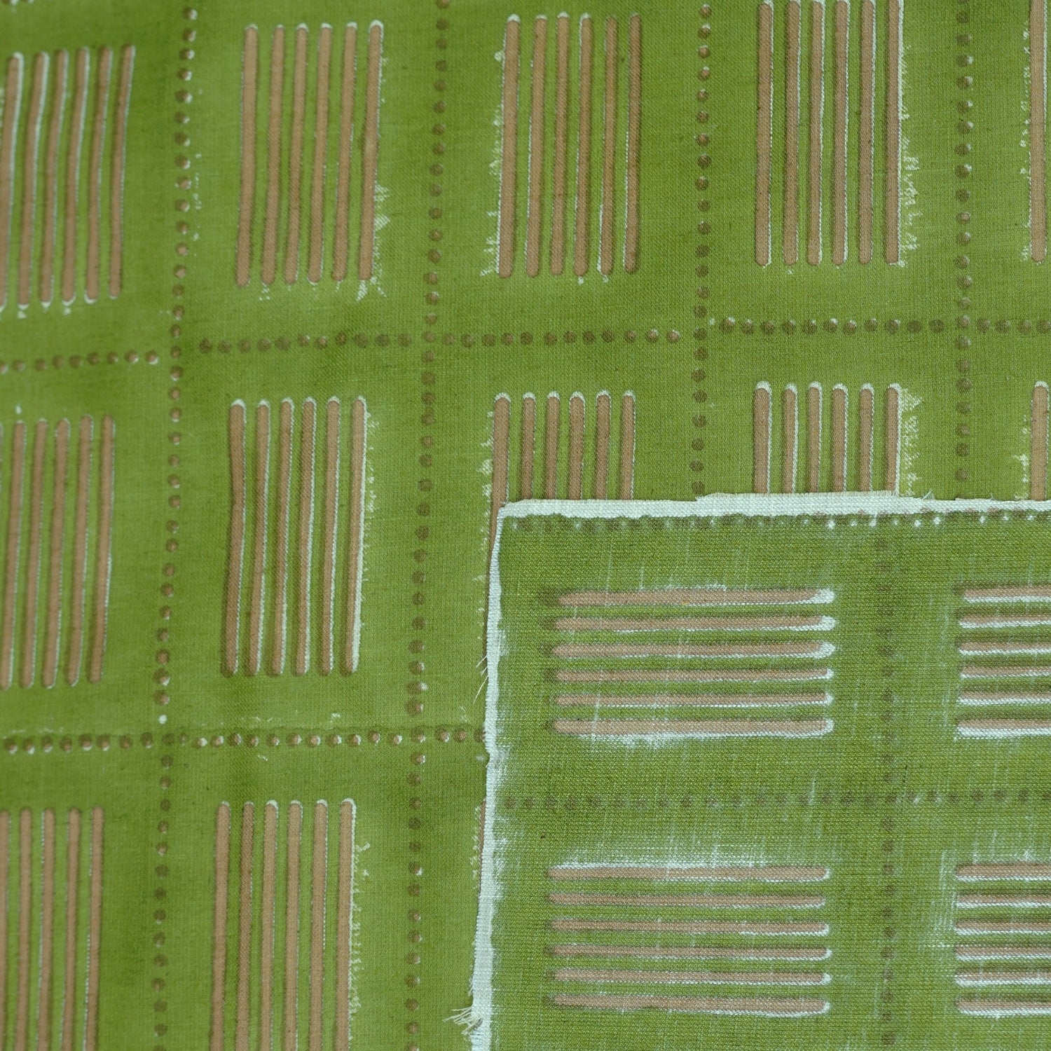 Traditional Boho Green Floral Linen Blend Fabric Lightweight Décor Textile - Yug Design