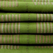 Traditional Boho Green Floral Linen Blend Fabric Lightweight Décor Textile - Yug Design