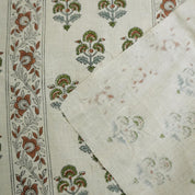 Linen Block Print Fabric 58 Inch Width Medium Weight Linen Natural Base Color Handmade Creative Design To Make Curtains and Drapes Upholstery Pillow Covers Lampshades Napkins by Fabritual