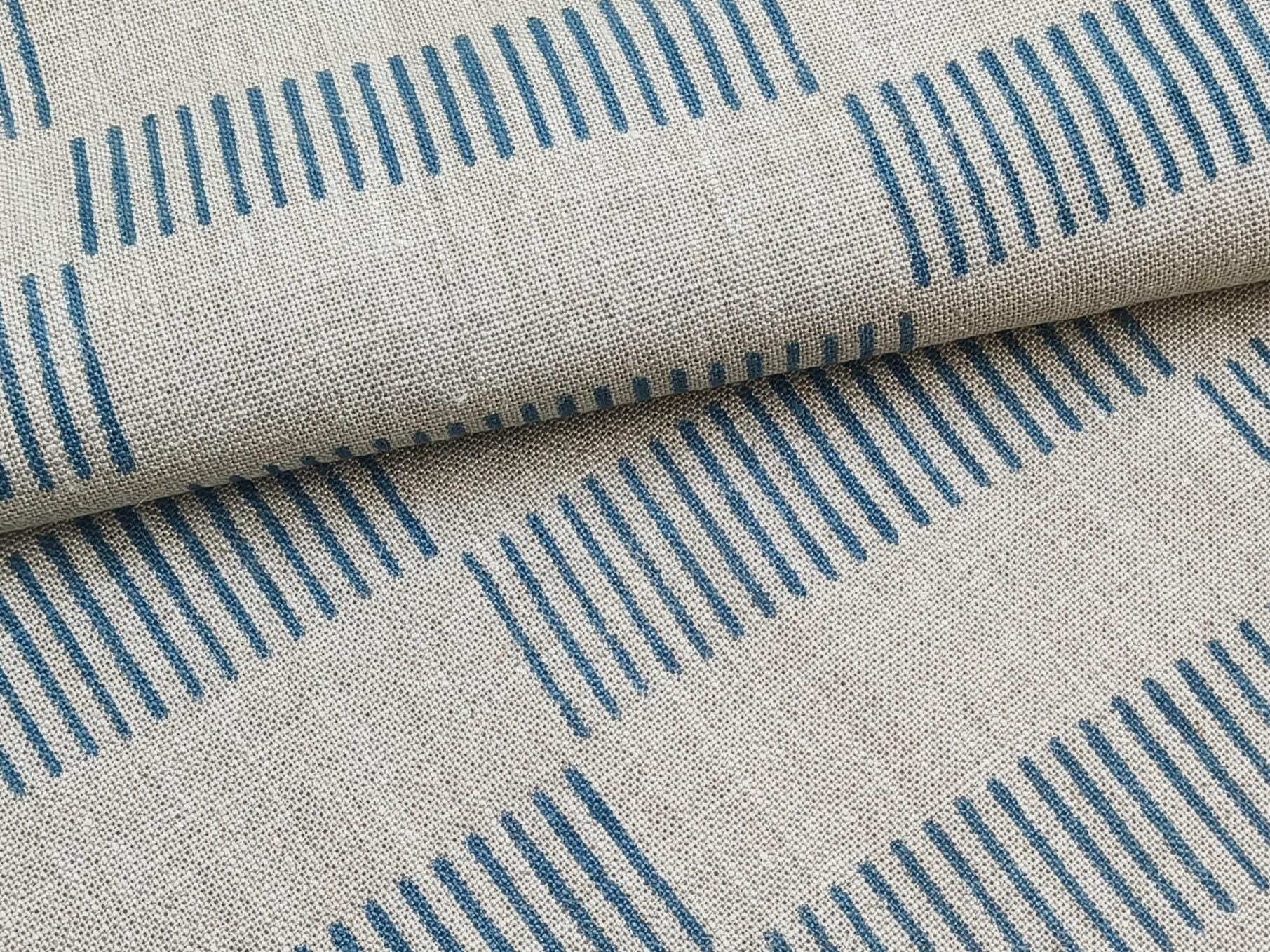 Linen Block Print Fabric 58 Inch Width Heavy Linen Natural Base Color Curtains and Drapes Upholstery Pillow Covers Tablecloths and Runners Bedding Tote Bag by Fabritual