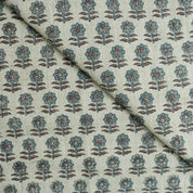 BLUE BLOCK PRINTED INDIAN HANDMADE FLORAL BOHO PILLOW AND CUSHION FABRIC VISCOSE LINEN - ANAMIKA
