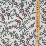 Pink Floral Linen Blend Fabric Hand Block Printed Shehjan Boho Design