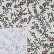 Pink Floral Linen Blend Fabric Hand Block Printed Shehjan Boho Design