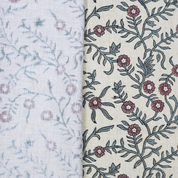 Pink Floral Linen Blend Fabric Hand Block Printed Shehjan Boho Design