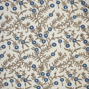 Handblock Printed Blue Floral Fabric Shehjan Design on Soft Linen Blend