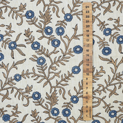 Handblock Printed Blue Floral Fabric Shehjan Design on Soft Linen Blend