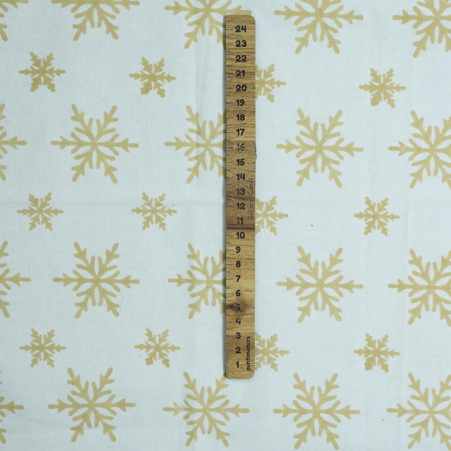 Hand Block Printed Thick Cotton White Fabric with Yellow Stars Curtain & Pillowcase, Indian Textile - Sparkle