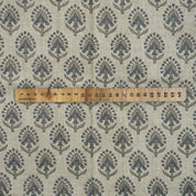 Classic Artisan Linen Fabric with Block Print – 58” Wide Natural Base, Organic-Look 58” Linen Fabric with Print for Upholstered Chairs and Sofas.